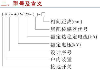 JN2-40.5型戶內高壓接地開關,接地刀閘型號及含義
